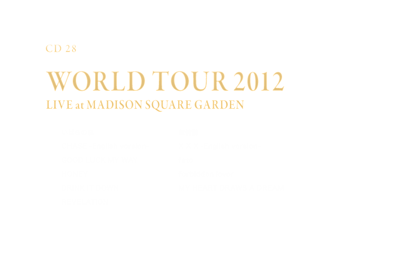 -Disc 28- 「WORLD TOUR 2012 LIVE at MADISON SQUARE GARDEN」